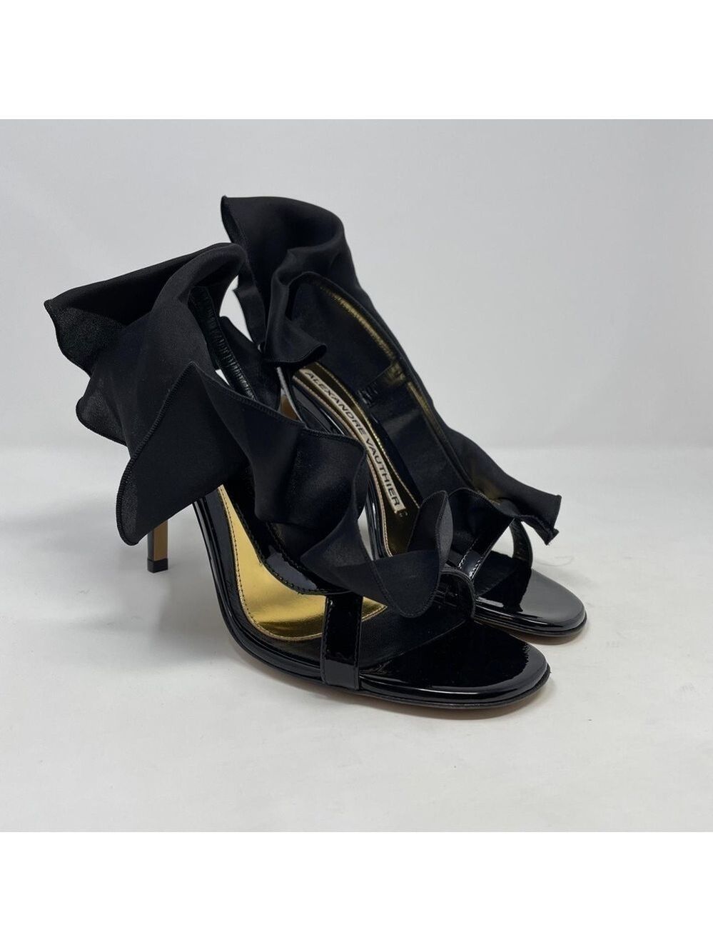 Alexandre Vauthier Penelope Ruffled Organza & Patent Leather Heeled Sandals - Picture 8 of 14